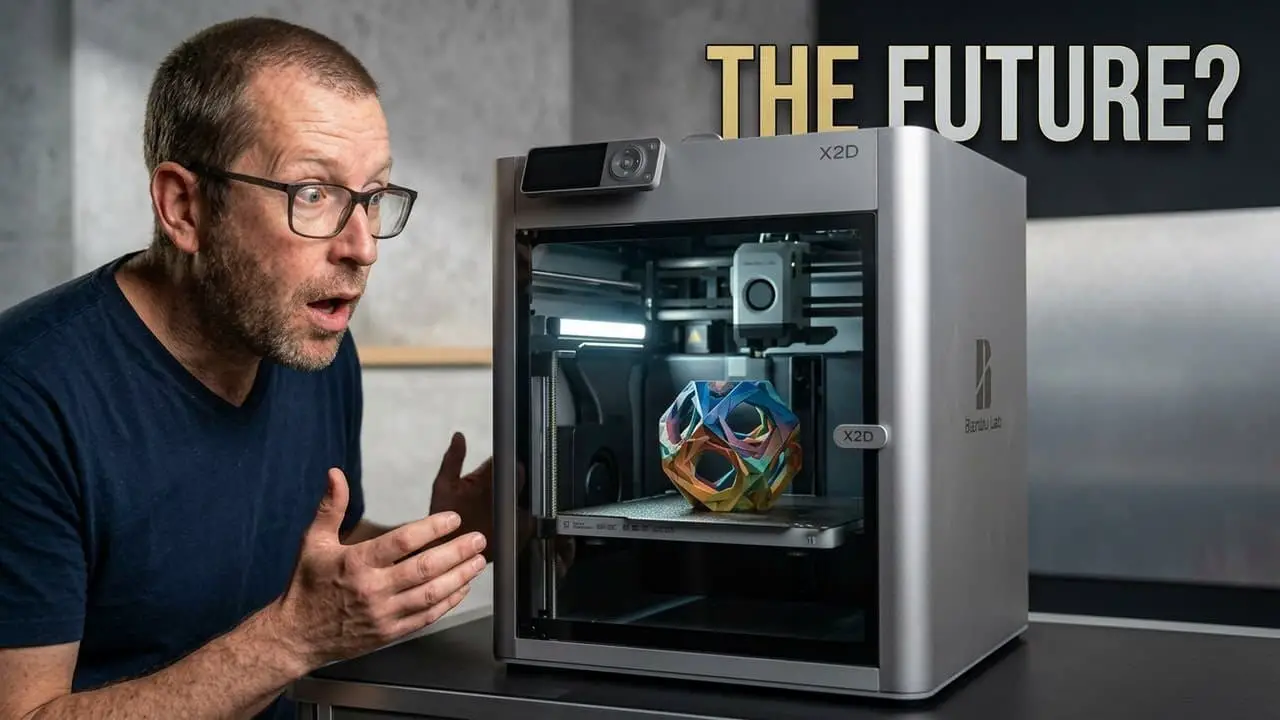 Bambu Lab X2D during setup and first-print testing