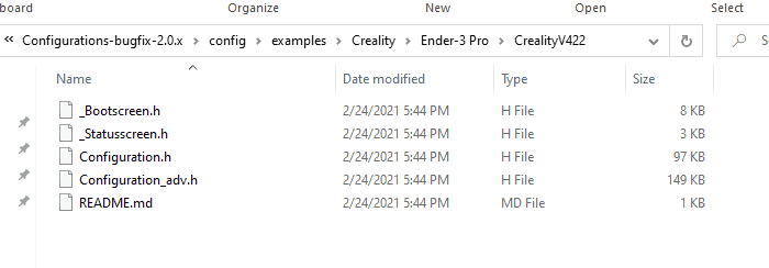 Ender 3 pro config example