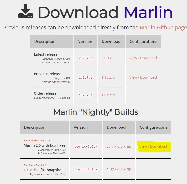 Marlin bugfix config example