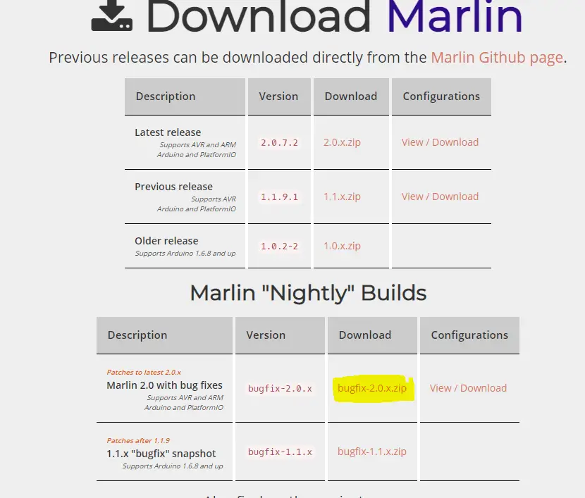 Marlin bugfix download