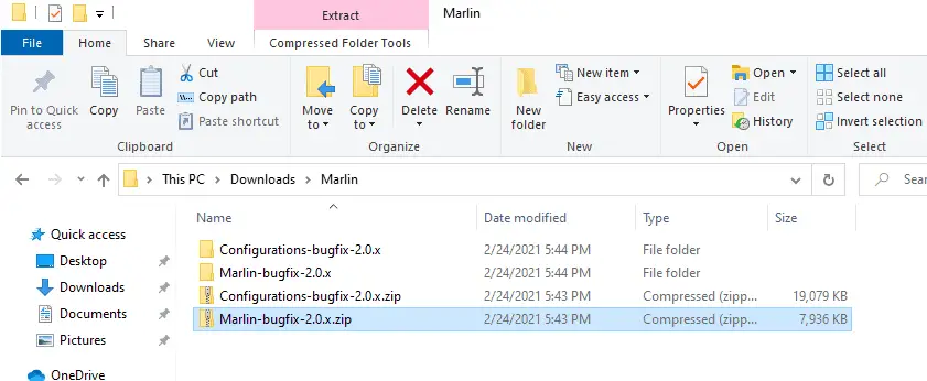 Marlin files in explorer