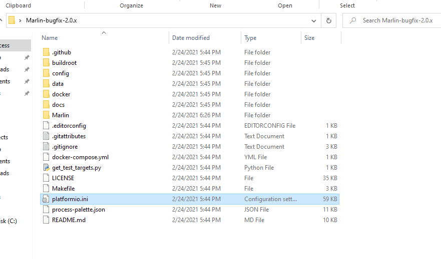 platformini file in firmware directory