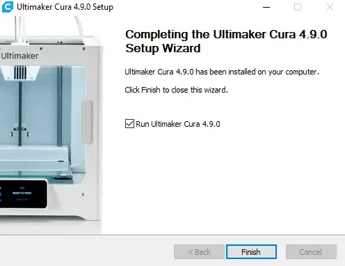 cura installer finish