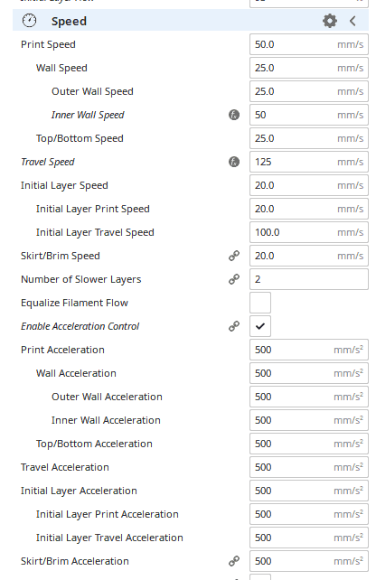 cura speed settings