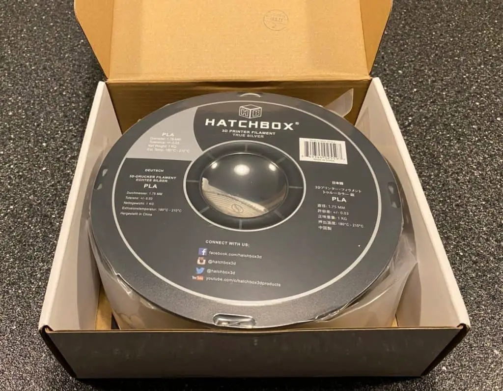 pla filament in box open