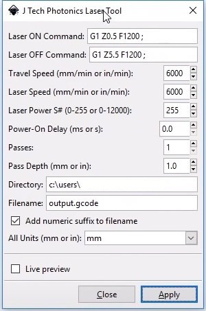 Setting for laser extension