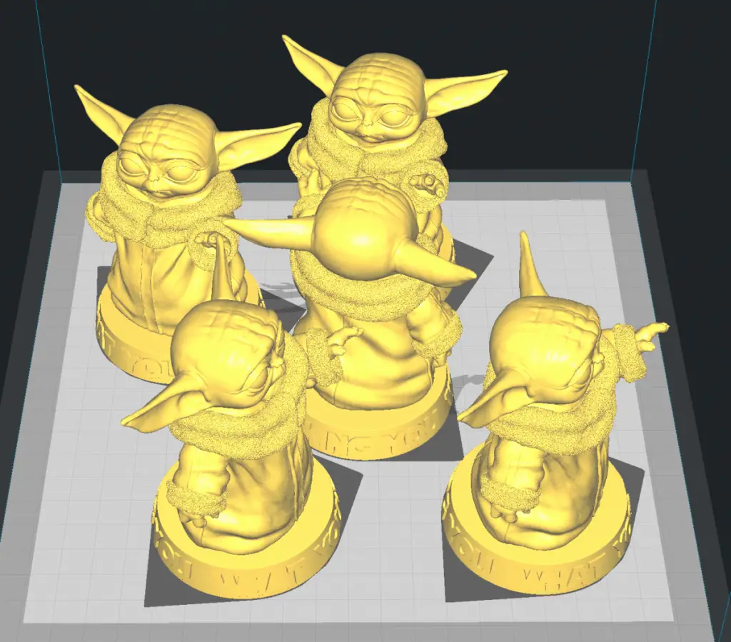 Multiple baby yodas on build plate